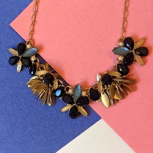Black & gold floral statement necklace